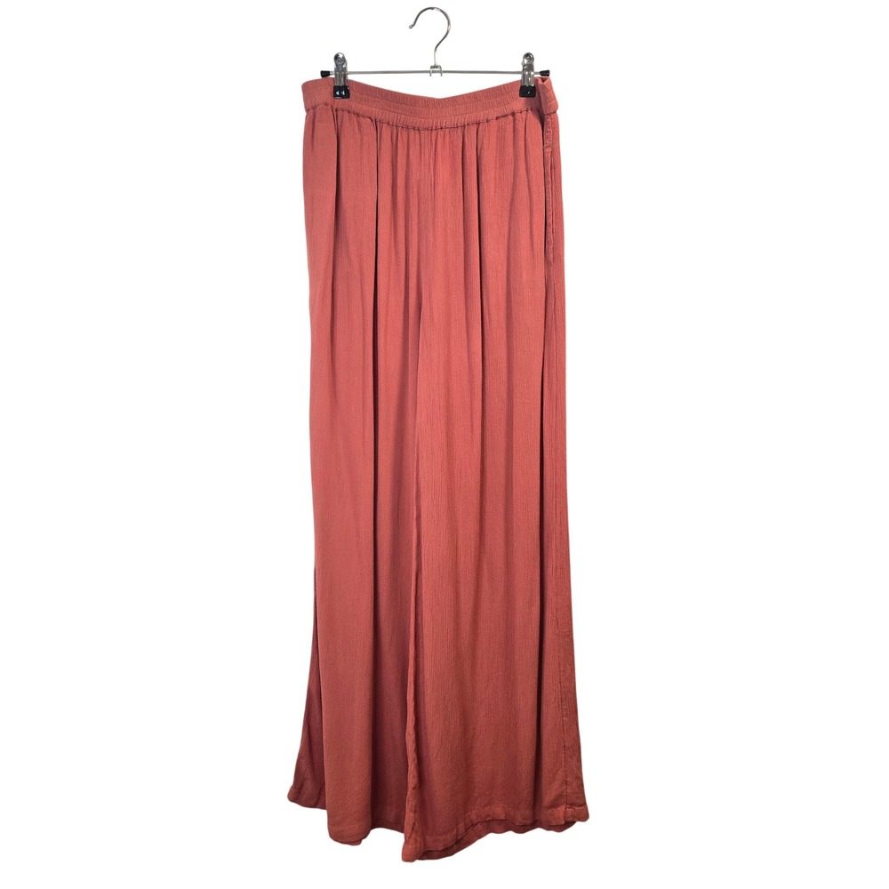 Volcom Wide Leg Pants Women Medium Rust Orange Crinkle Gauze Palazzo Breezy